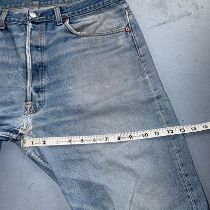 Levis 501 Vintage 80s USA XX Straight Leg Jeans Blue Light Wash 38x36 Act 35x31