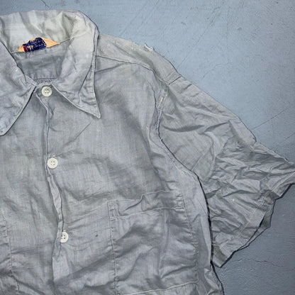 VTG 1950s Hallcrest Sportswear Button Shirt Rockabilly 50s Faded Stained Rare