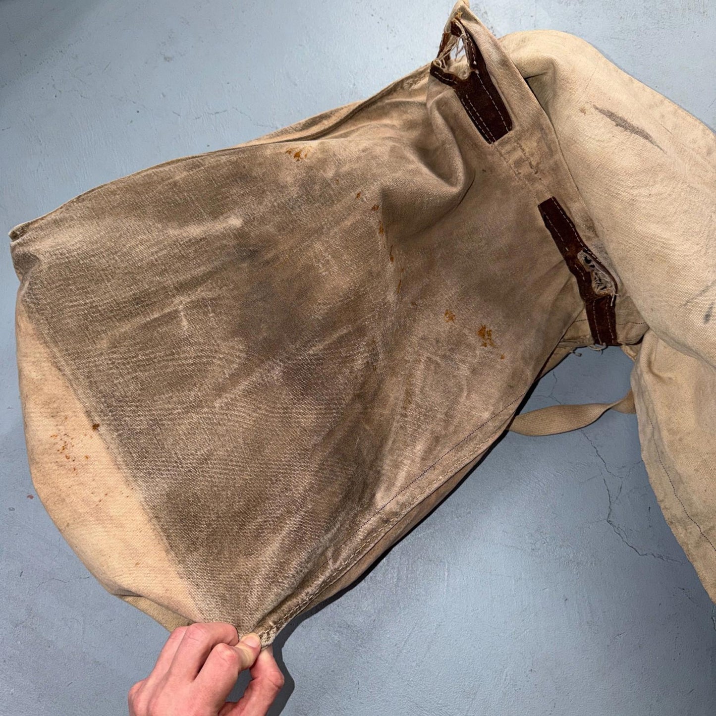 VTG 1930s 1940s Canvas Fishing Field Bag Saddle Bell System Canvas Tote WWII