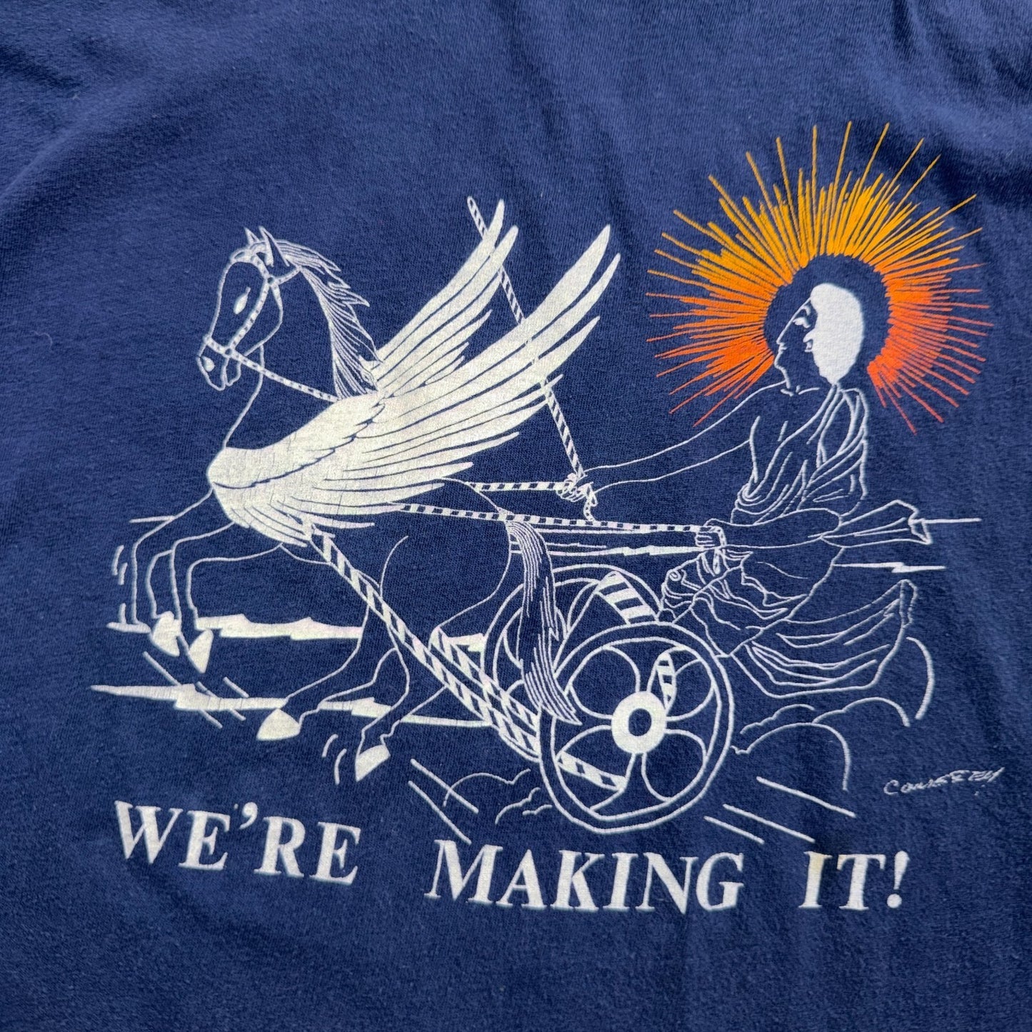 Vintage We're Making It Buddha Pegasus Graphic Tee Belton Single Stitch USA XL