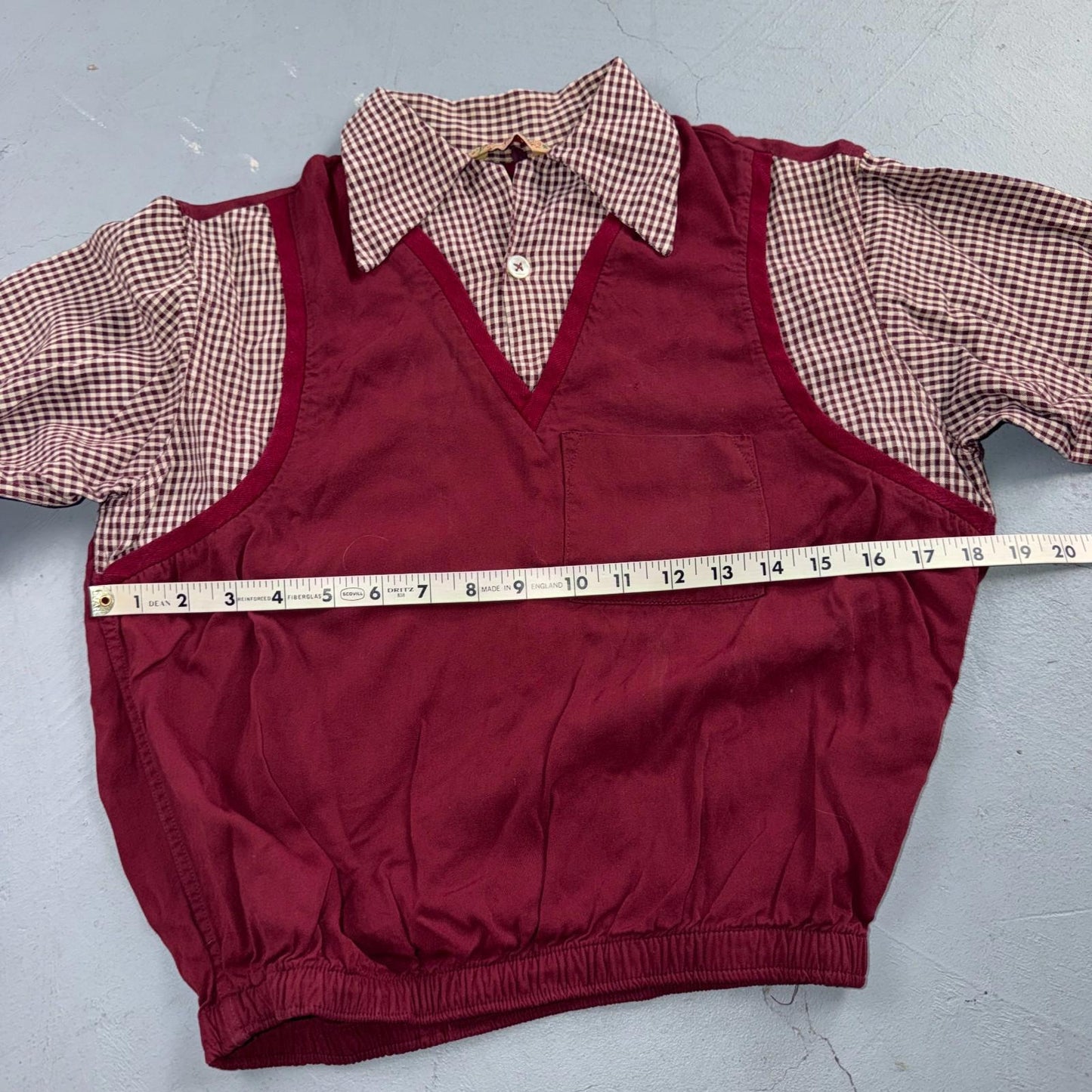 VTG 50s Gabardine Loop Collar Shirt S Rockabilly Vest Jac California Ricky RARE