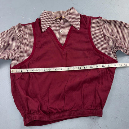 VTG 50s Gabardine Loop Collar Shirt S Rockabilly Vest Jac California Ricky RARE