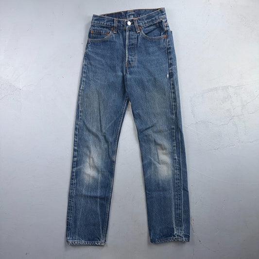 Levis 501 Vintage 80s USA XX Straight Leg Jeans Blue Light Wash 27x34 Act 25x29