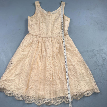 J Crew Lace Ivory Swirling Lace Pleated Sleeveless Dress Women's Size 4 Spring