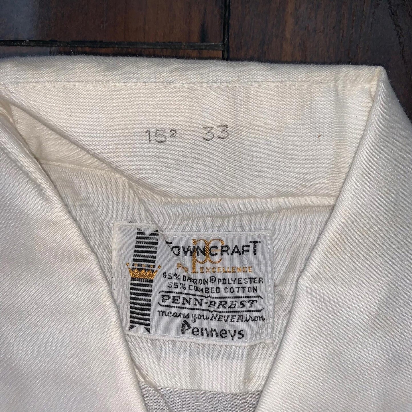 Towncraft basic White Vintage Button Down Shirt Penneys 60s 70s Sanforized