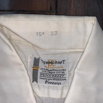 Towncraft basic White Vintage Button Down Shirt Penneys 60s 70s Sanforized
