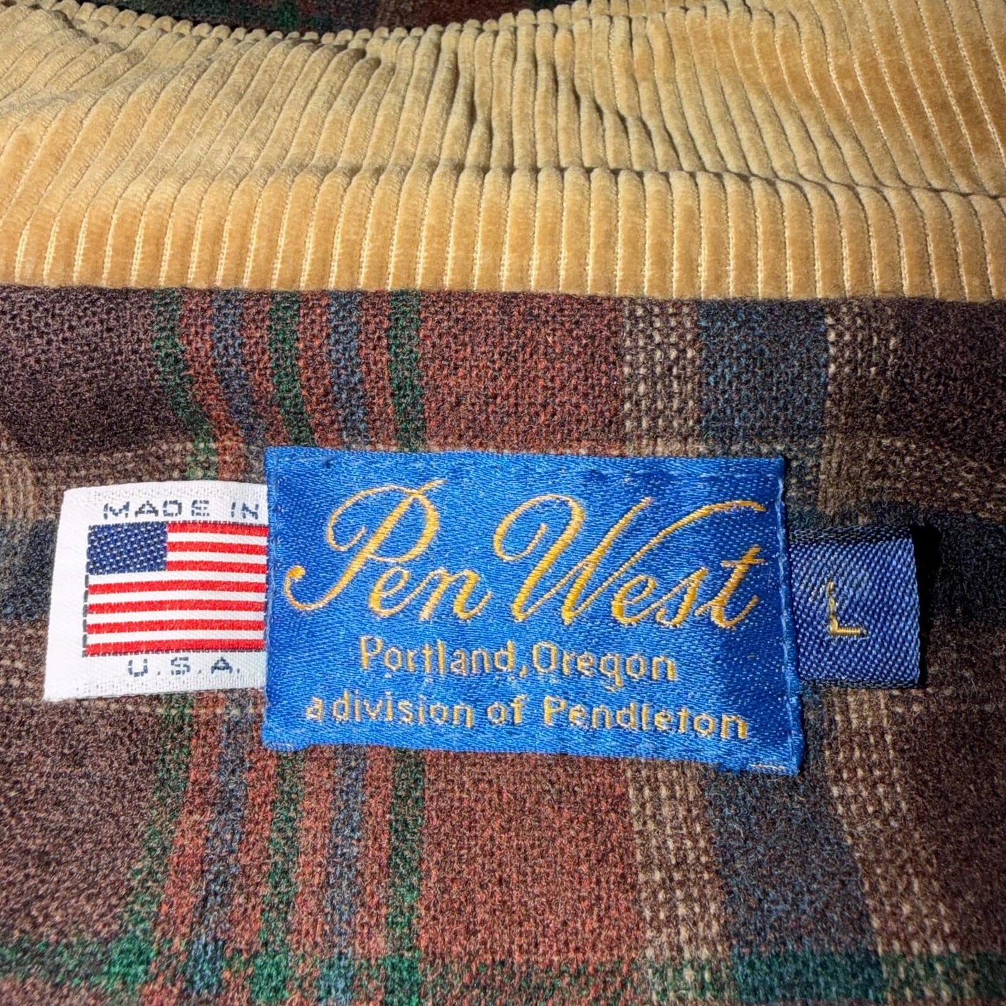 Pendleton Pen West Vintage Tan Beige Thinsulate Jacket Coat Made In USA Size L