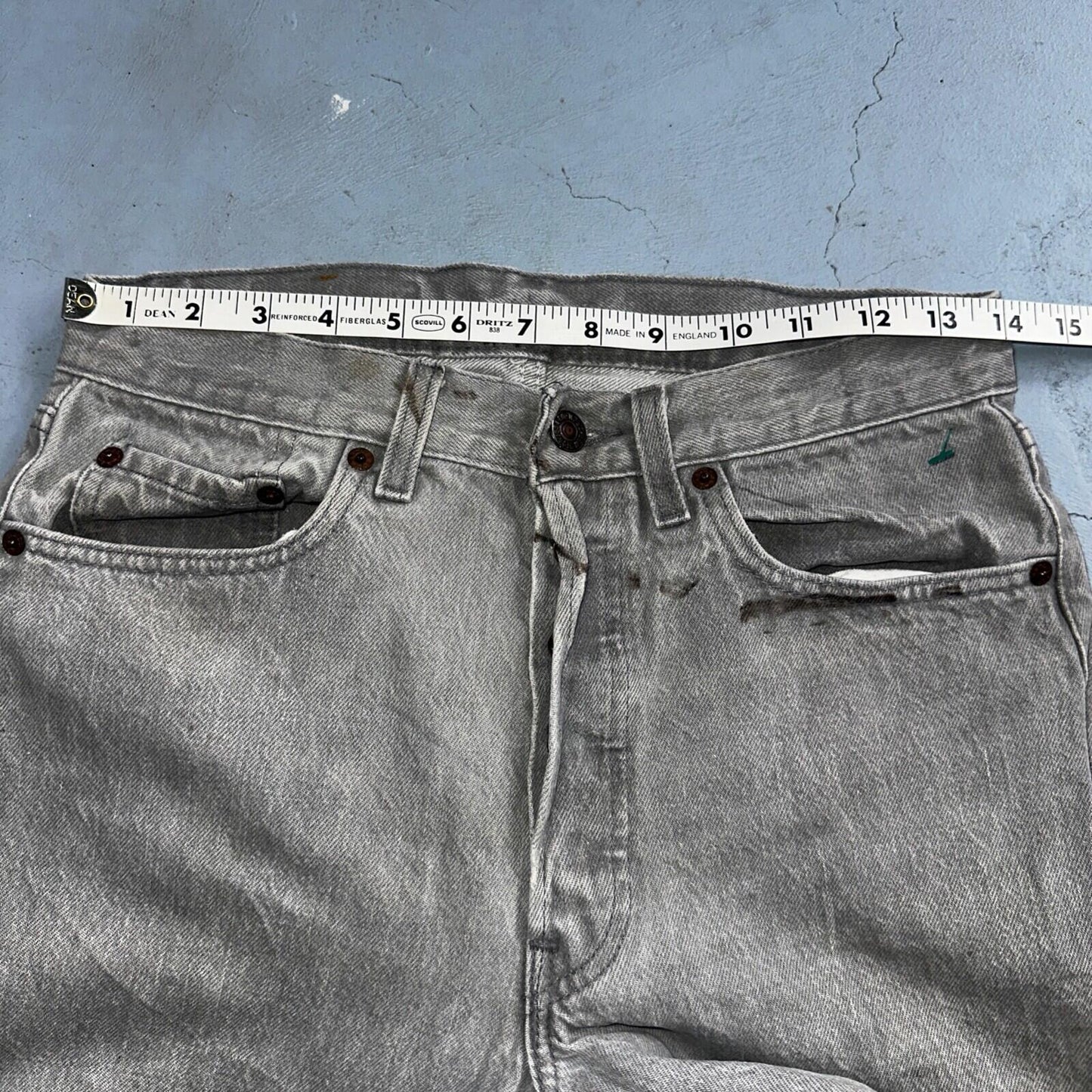 Levis 501 Vintage 90s USA XX Straight Leg Jeans Gray Med Wash 30x36 Act 28x34