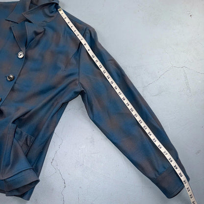 VTG Pendleton Womens Blue Blazer 100% Virgin Wool Shadow Plaid 49er Button Shirt