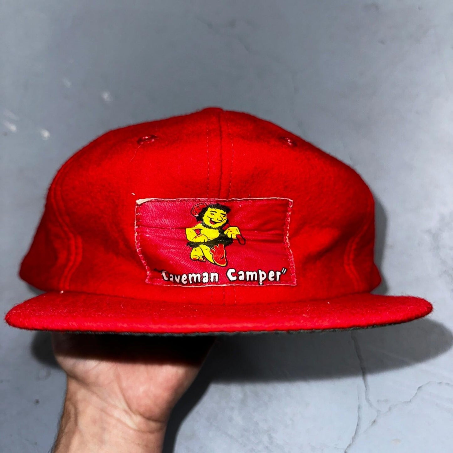 Caveman Camper Oregon VTG Hat Cap Snapback Grant Pass Very Rare Wool 1960s 60s