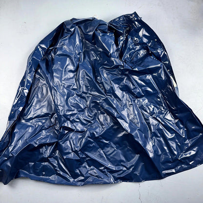 Liliput Womens Blue Trench Raincoat + Bucket Hat Polyester Rubber Vinyl 70s VTG