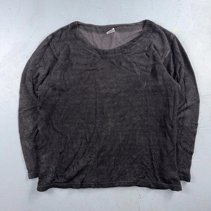 Vintage CP Shades Black Velvet Rayon Long Sleeve Blouse Top Shirt Size M