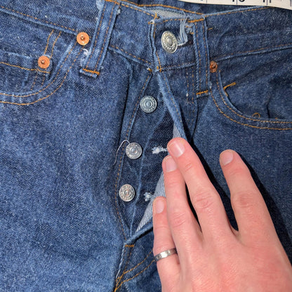 Levis 501 Vintage 80s Redline Selvedge USA Jeans Fuzzy Dark Wash 27x31 Act 25x27