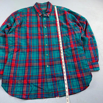 Pendleton VTG USA Made Virgin Wool BF LS Flannel Blue Red Turquoise Sz XL