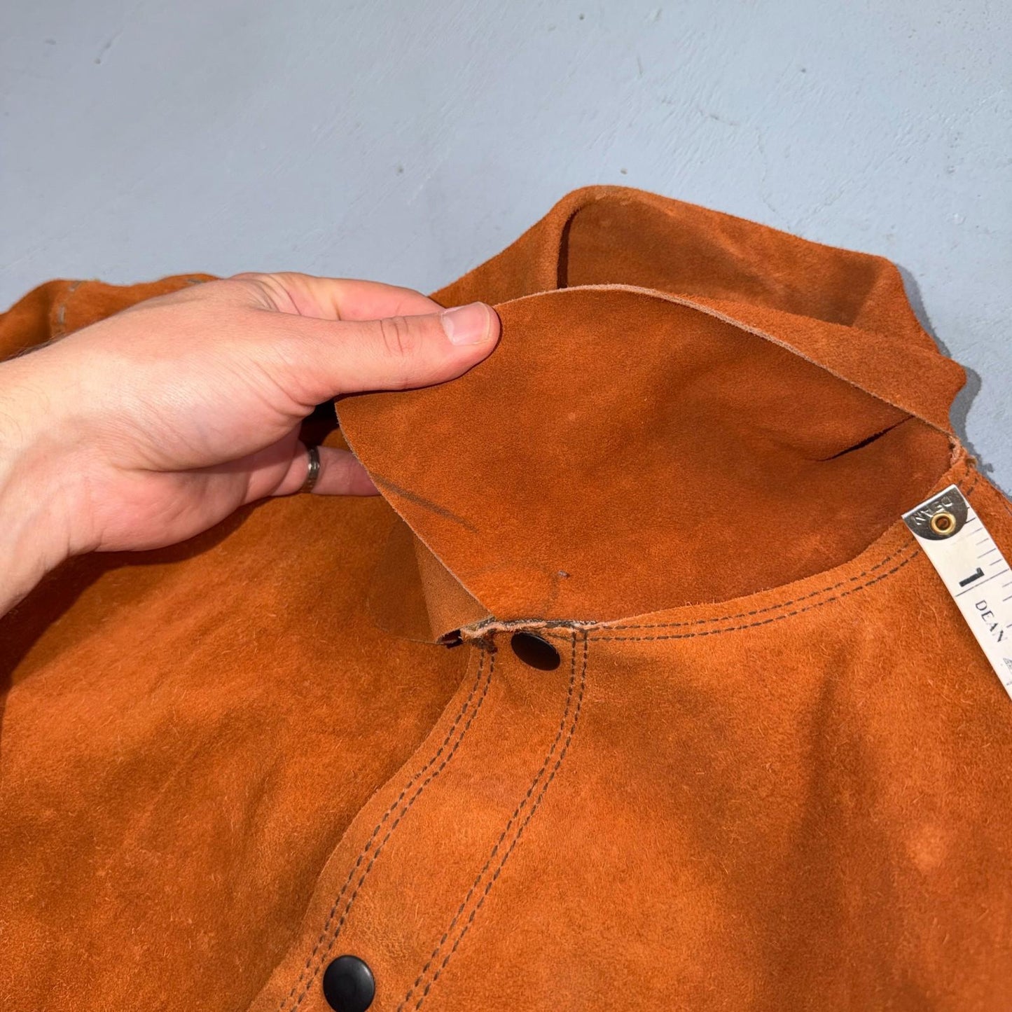 VTG 60s 50s Brown Suede Leather Button Jacket Western Snap Rockabilly Staple