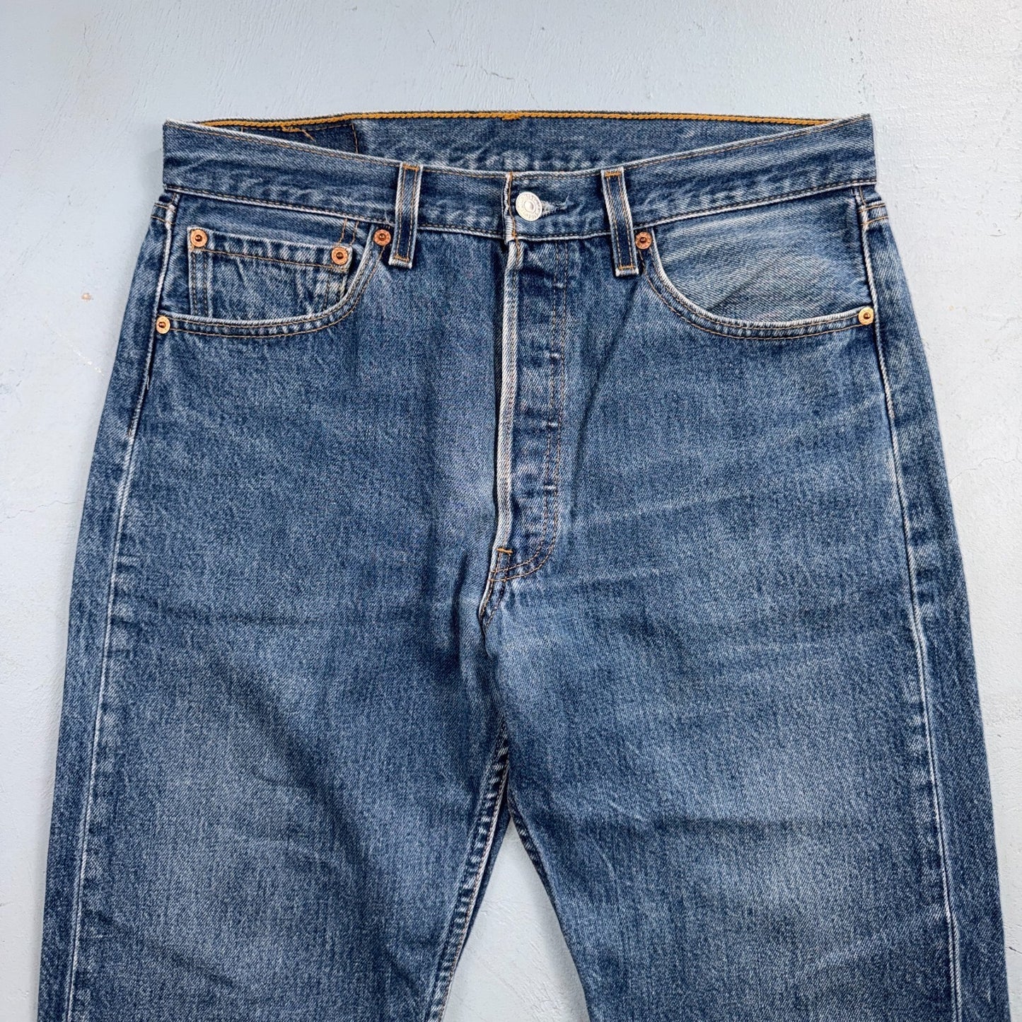 Levis 501 Vintage 90s USA XX Straight Leg Jeans Blue Med Wash 33x34 Act 31x31