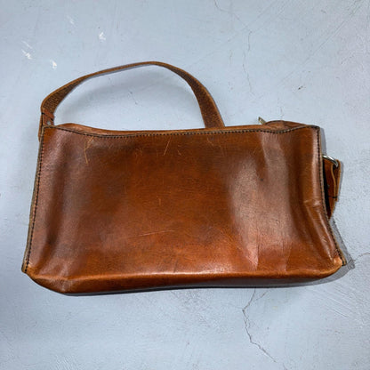 VTG Leather Bag Clutch Western Hand Tooled Leather Purse Saddle Brown Wallet