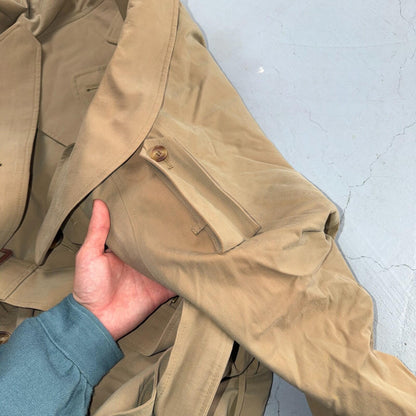 Paul Stuart Double Breasted Men’s Lined Trench Coat Sz 42 Beige Classic Jacket