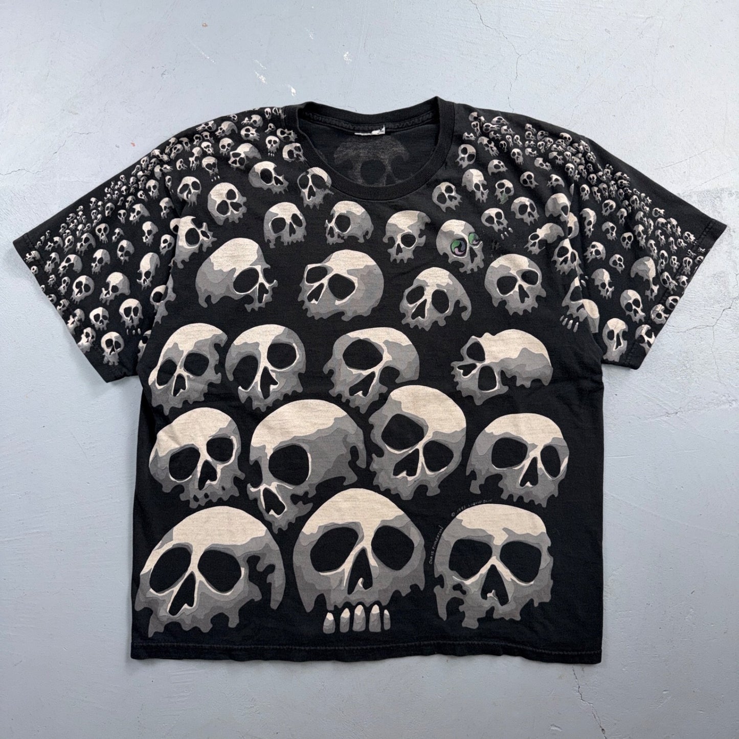Vintage 90s 1992 Liquid Blue Chris Pinkerton Skull Graphic T Shirt Mens L Rare