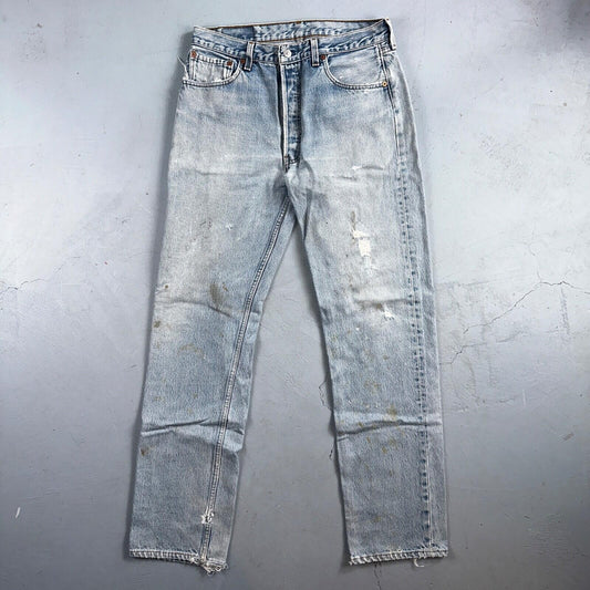 Levis 501 Vintage 90s USA XX Straight Leg Jeans Blue Light Wash 34x34 Act 31x33