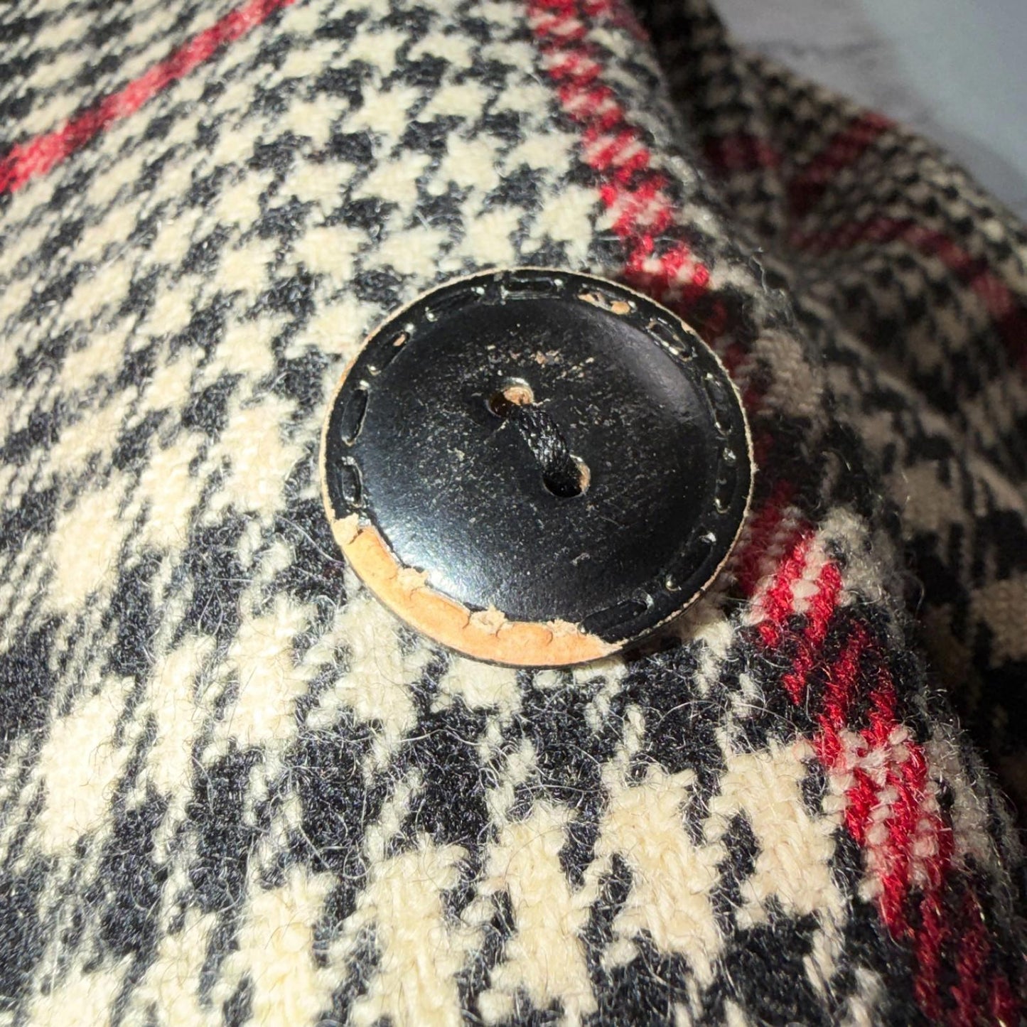 VTG Pendleton Jacket Black Plaid Wool USA Double Breast Chore Car Coat 60s 1960s