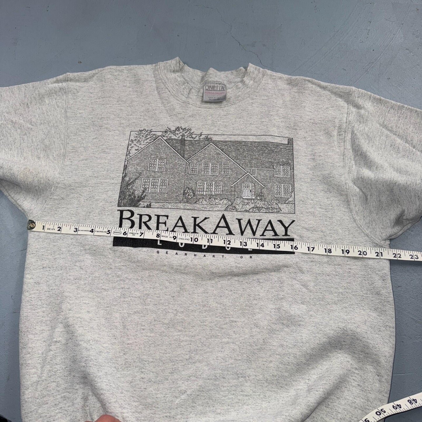 VTG Oneita Sweatshirt Mens XL Gray Travel USA Breakway Lodge Gearhart Oregon