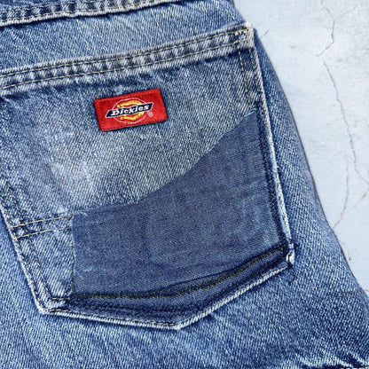 Dickies Double Knee Faded Blue Jeans 40x30  Work Wear Skate Baggy Y2K Wide Leg