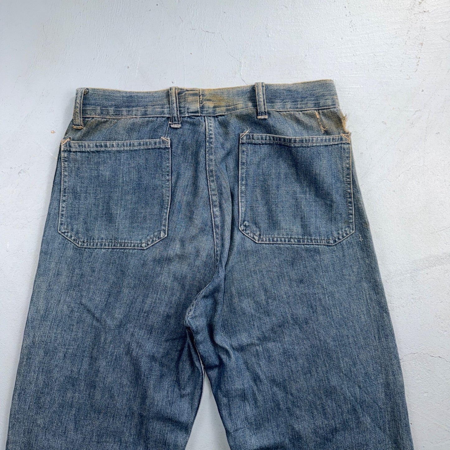 1940s WWII Navy Selvedge Denim Pants Seafarer Uniform Blue Jeans VTG 40s 30x28