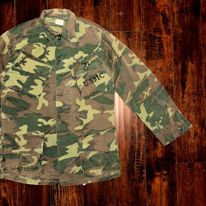 USMC 1968 Military Camouflage Wind Resistant Poplin Coat Camo Jacket Alpha 60s