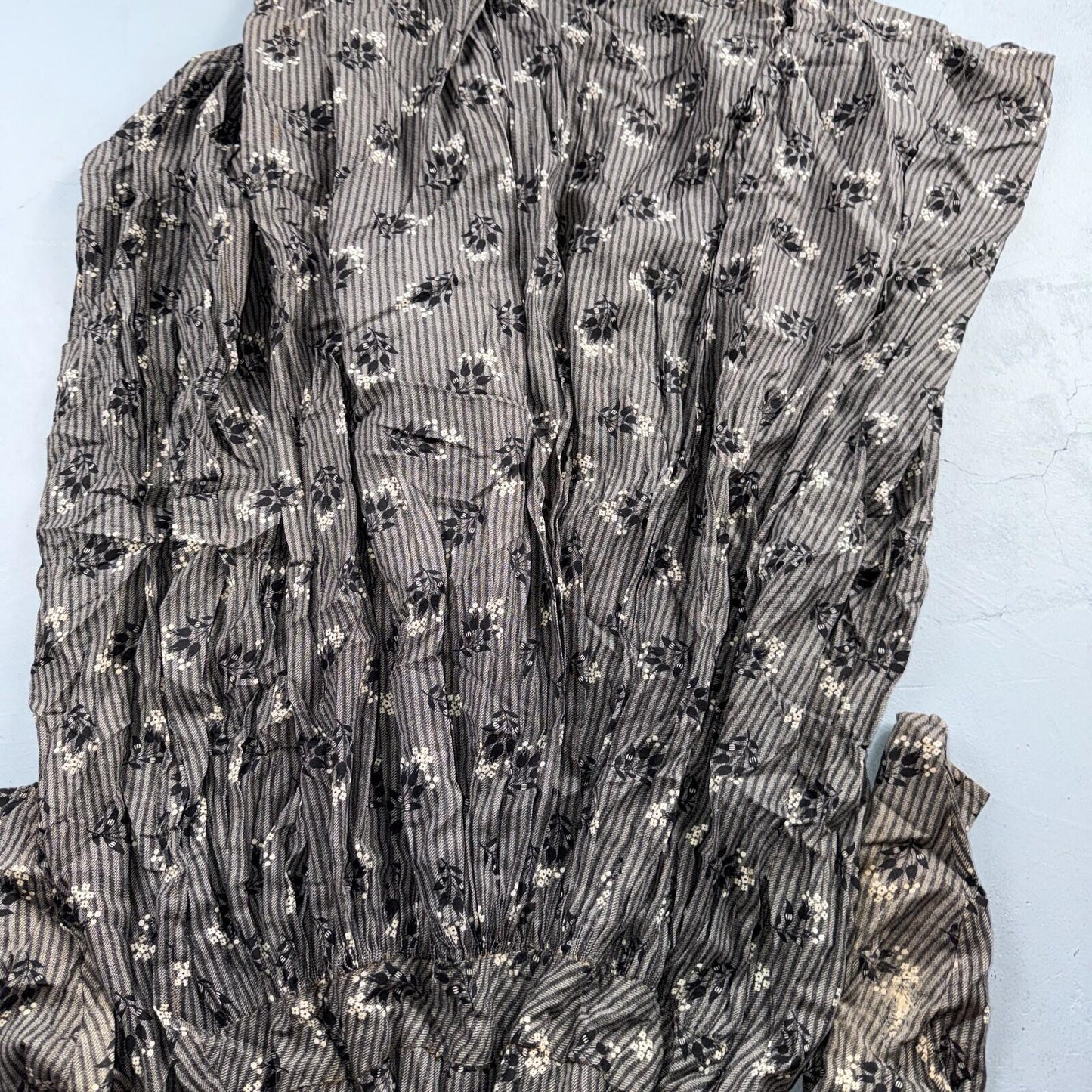 Antique Edwardian 1800s Calico Day Dress House Farm Dress Victorian 1900s Lace