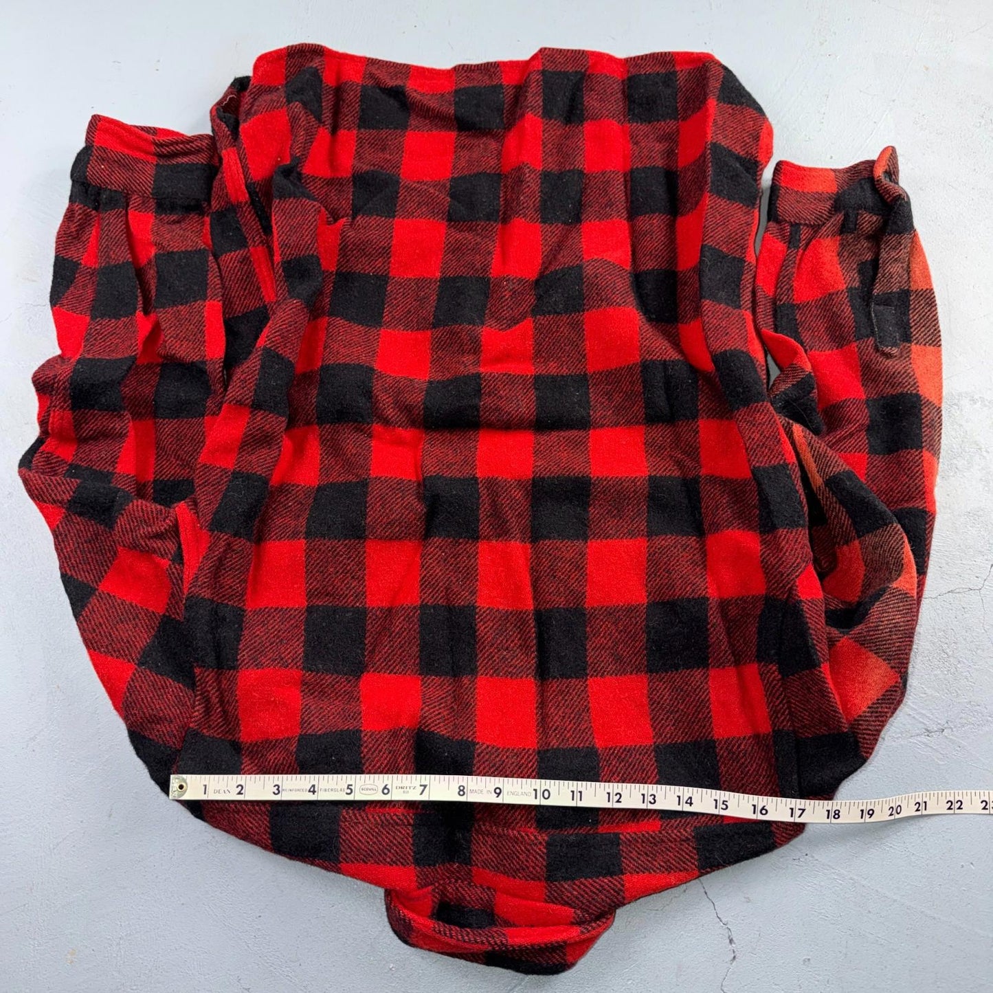 VTG 1940s Penneys Jacket Red Black Wool Buffalo Plaid 40s 50s Flannel Shirt Wool