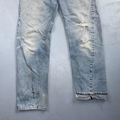 Levis 501 Vintage 80s Redline Selvedge USA XX Jeans Light Wash 31x36 Act 28x30