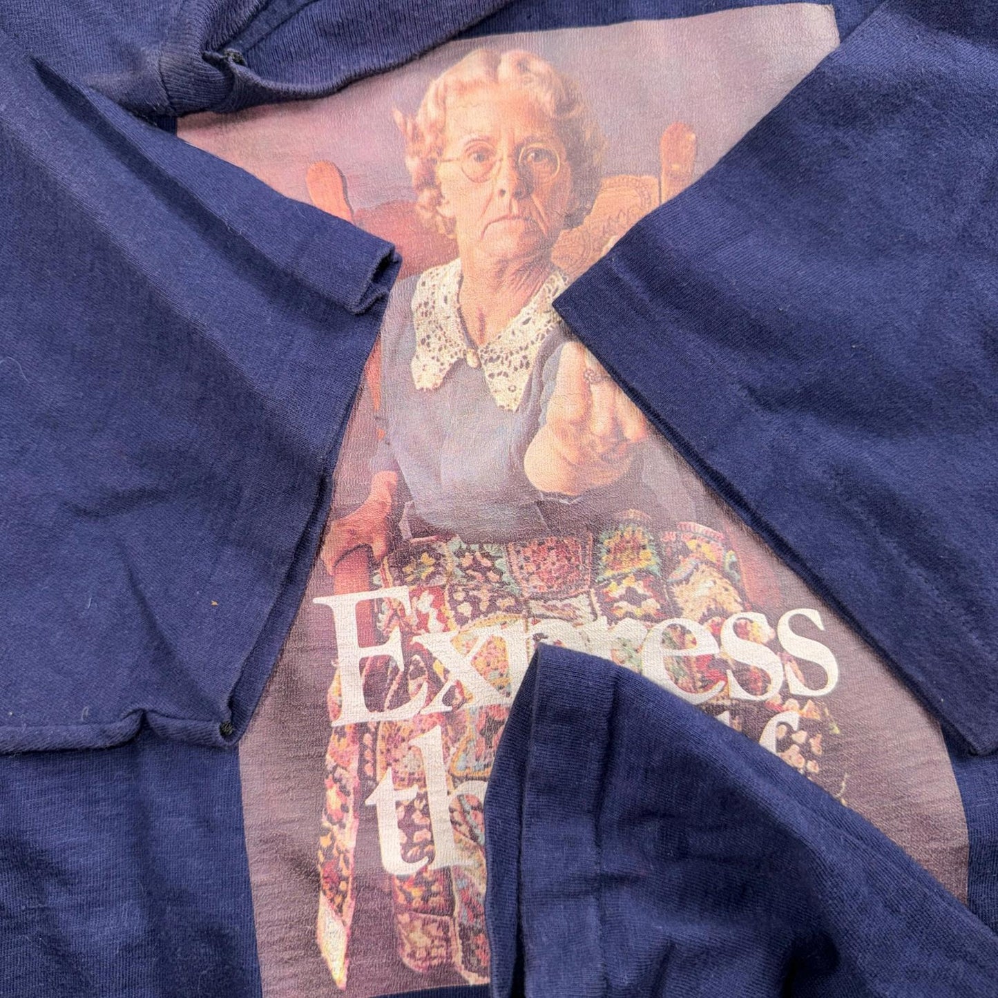 Middle Finger Grandma VTG T Shirt Nirvana Grunge Art Photograph Wild Music Punk