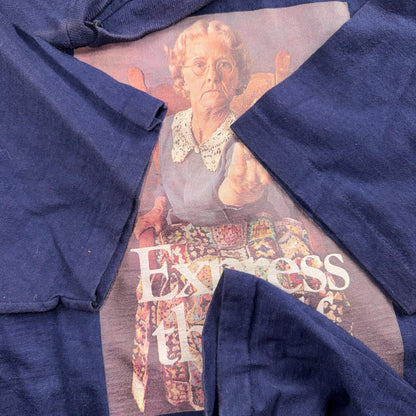 Middle Finger Grandma VTG T Shirt Nirvana Grunge Art Photograph Wild Music Punk