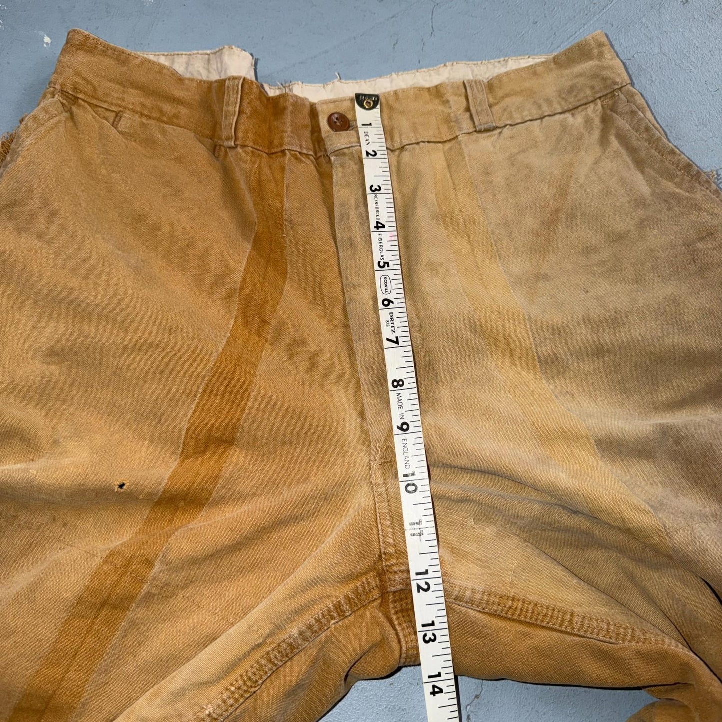 Vintage 50s 60s Zipper Pants Mens 32x24 Khaki Casual Creased Outdoor Rockabilly