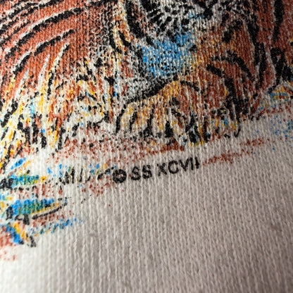 VTG 90s Wildlife Safari Tiger Sweatshirt White Tultex Made USA XL Big Cats AOP