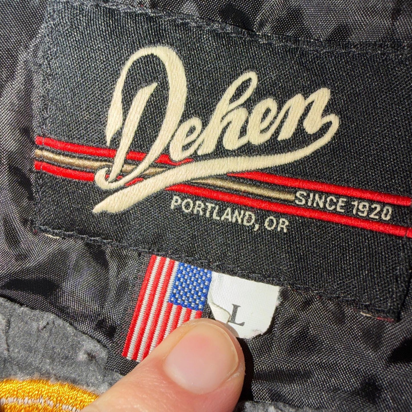 VTG Dehen Varsity Letterman Jacket Size Large Wool Leather Detroit Oregon Cars