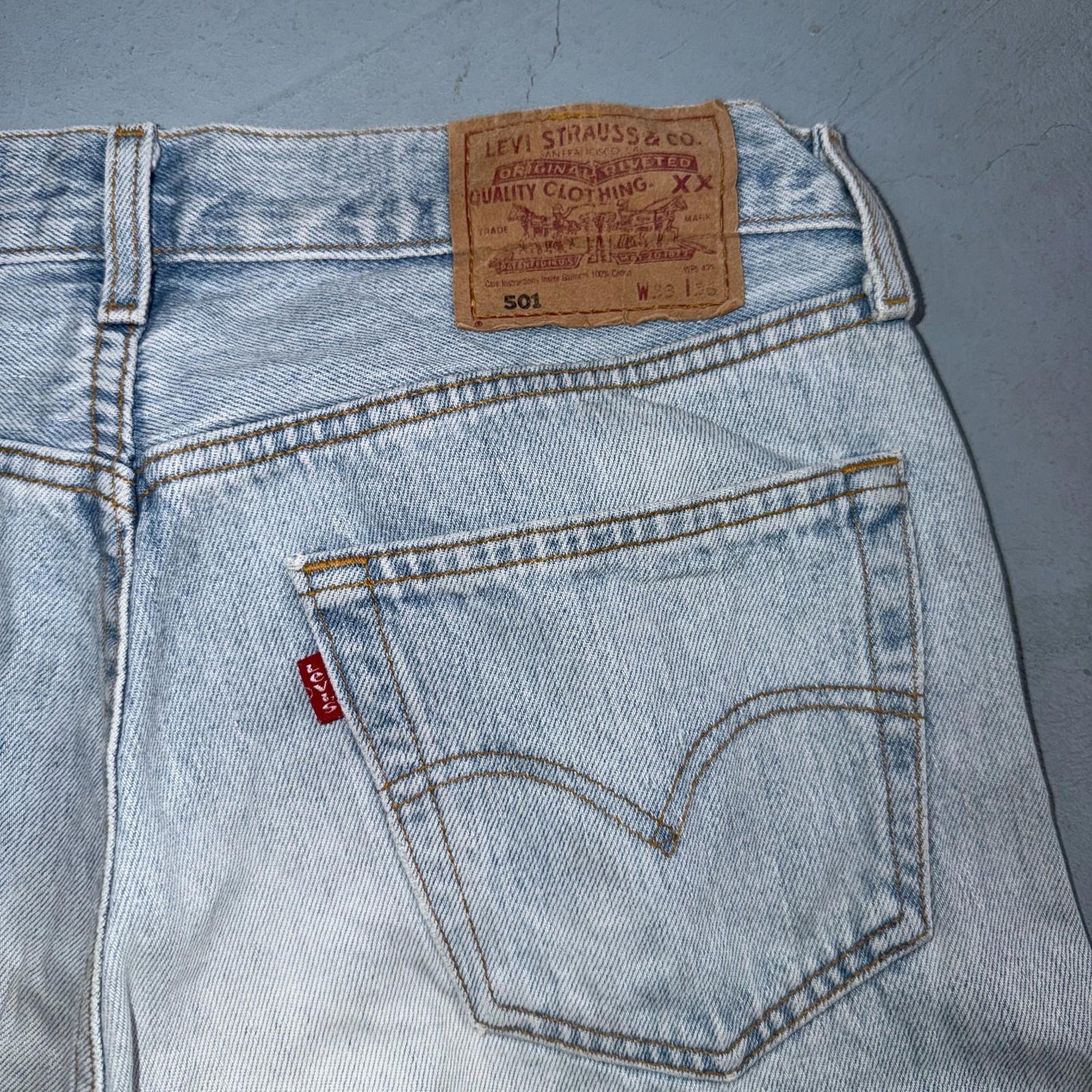 Levis 501 Vintage Y2K 90s XX Straight Leg Jeans Blue Light Wash 33x36 Act 31x32