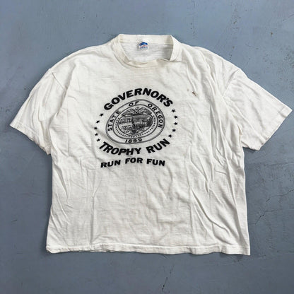 Oregon Champion XL Governors Trophy Run VTG T Shirt 1980s Blue Bar Single Stitch