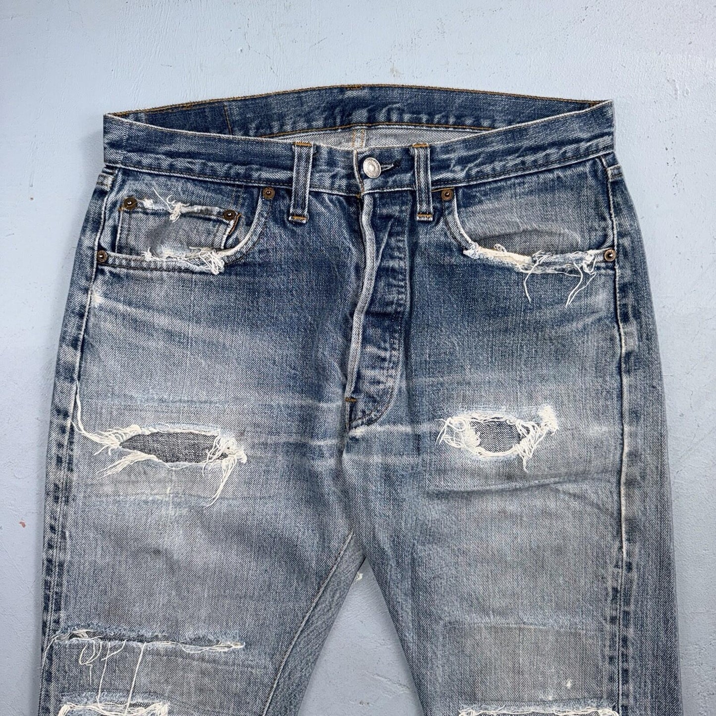 Levis 501 Vintage 70s SS Redline Selvedge USA XX Jeans Light Wash 32x28 Skinny