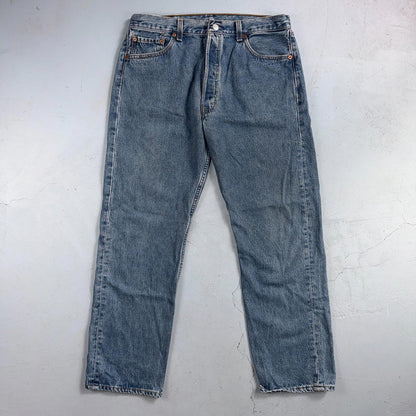 Levis 501 Vintage 90s USA XX Straight Leg Jeans Blue Med Wash 36x30 Act 33x29