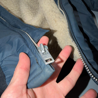 Vintage Wear-Guard Jacket Mens M Blue Bomber Faux Fur Collar Sherpa USA 80s