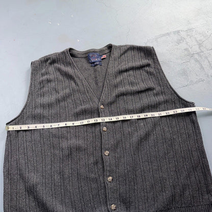 VTG Men's XL Knit Vest Sleeveless Button Up Gray Old Glory Grandpacore Work 90s