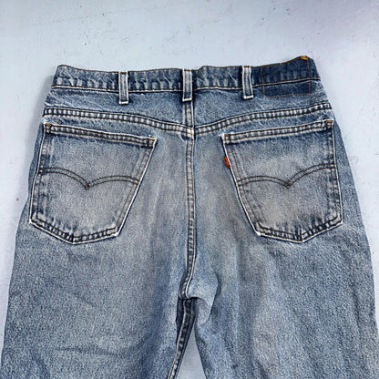 Levis 517 Vintage 80s USA Boot Cut Leg Jeans Light Wash Orange Tab Act 32x30