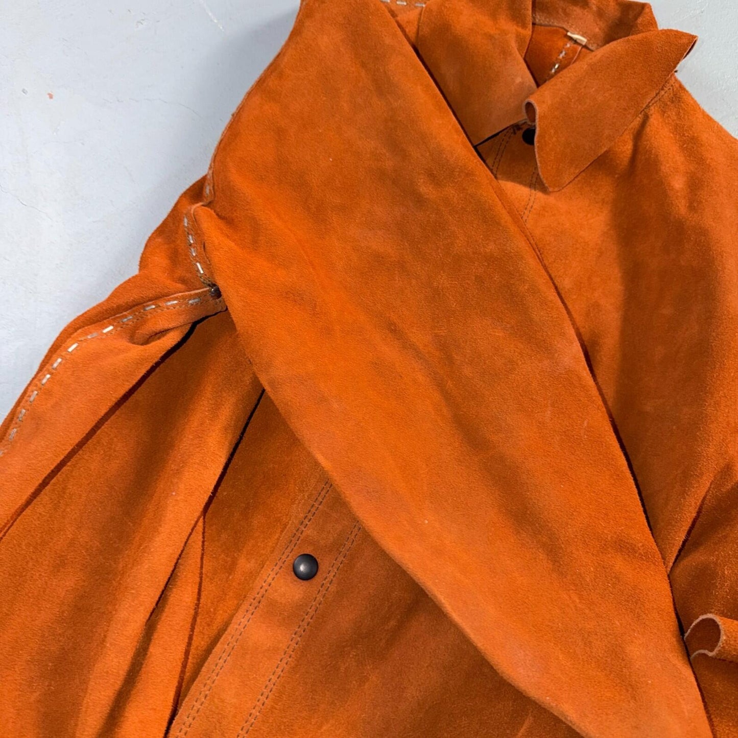VTG 60s 50s Brown Suede Leather Button Jacket Western Snap Rockabilly Staple