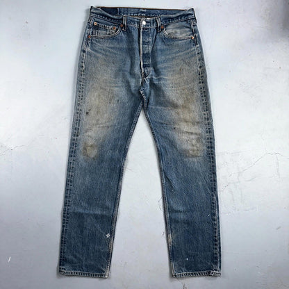 Levis 501 Vintage 90s XX Straight Leg Jeans Y2K Blue Med Wash 36x38 Act 34x33