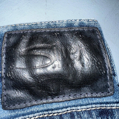 Silver Jeans Mens 34x30 Eddie Blue Denim Stretch Straight 5 Pocket Whiskering