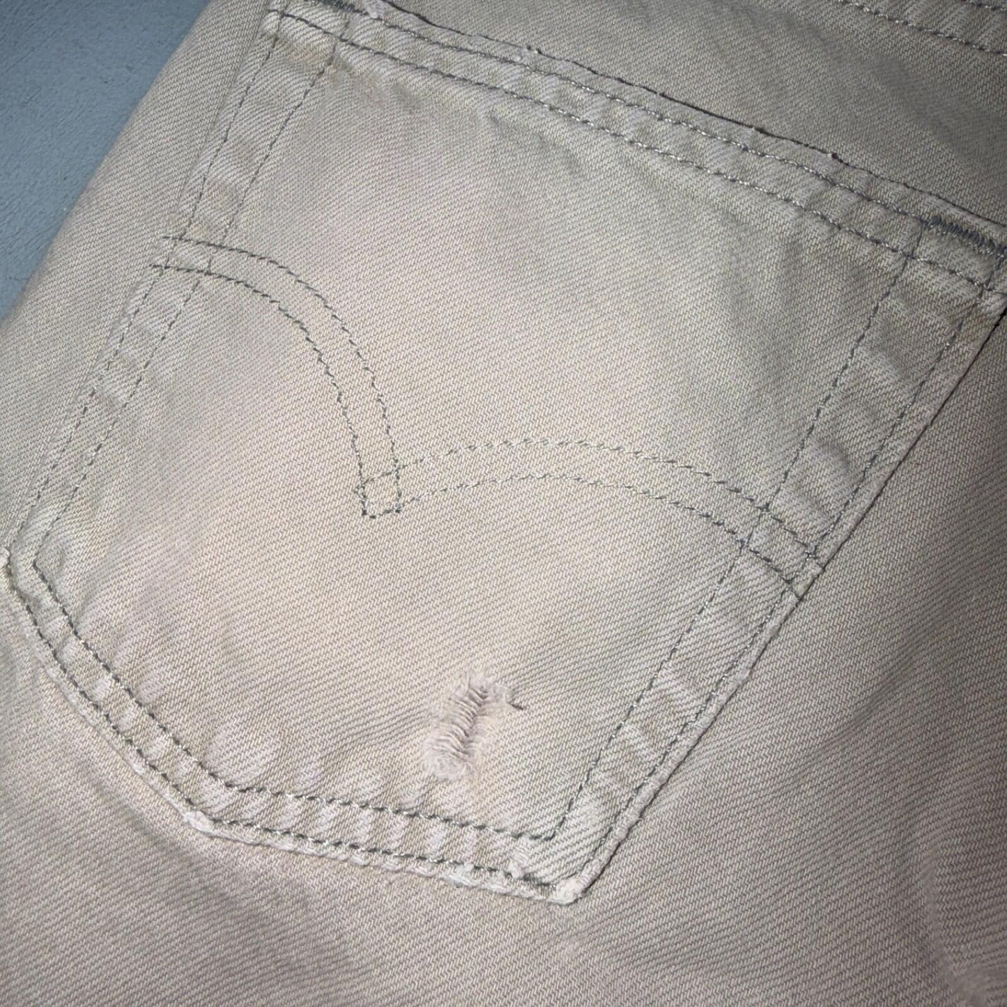 Levis 501 Vintage 90s USA XX Straight Leg Jeans Beige Light Wash 34x32 Act 31x29