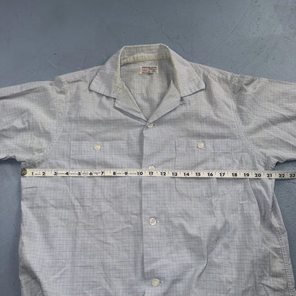 VTG 1950s Enro Trafalgar Loop Collar Button Up Shirt Cotton Rockabilly M Checker