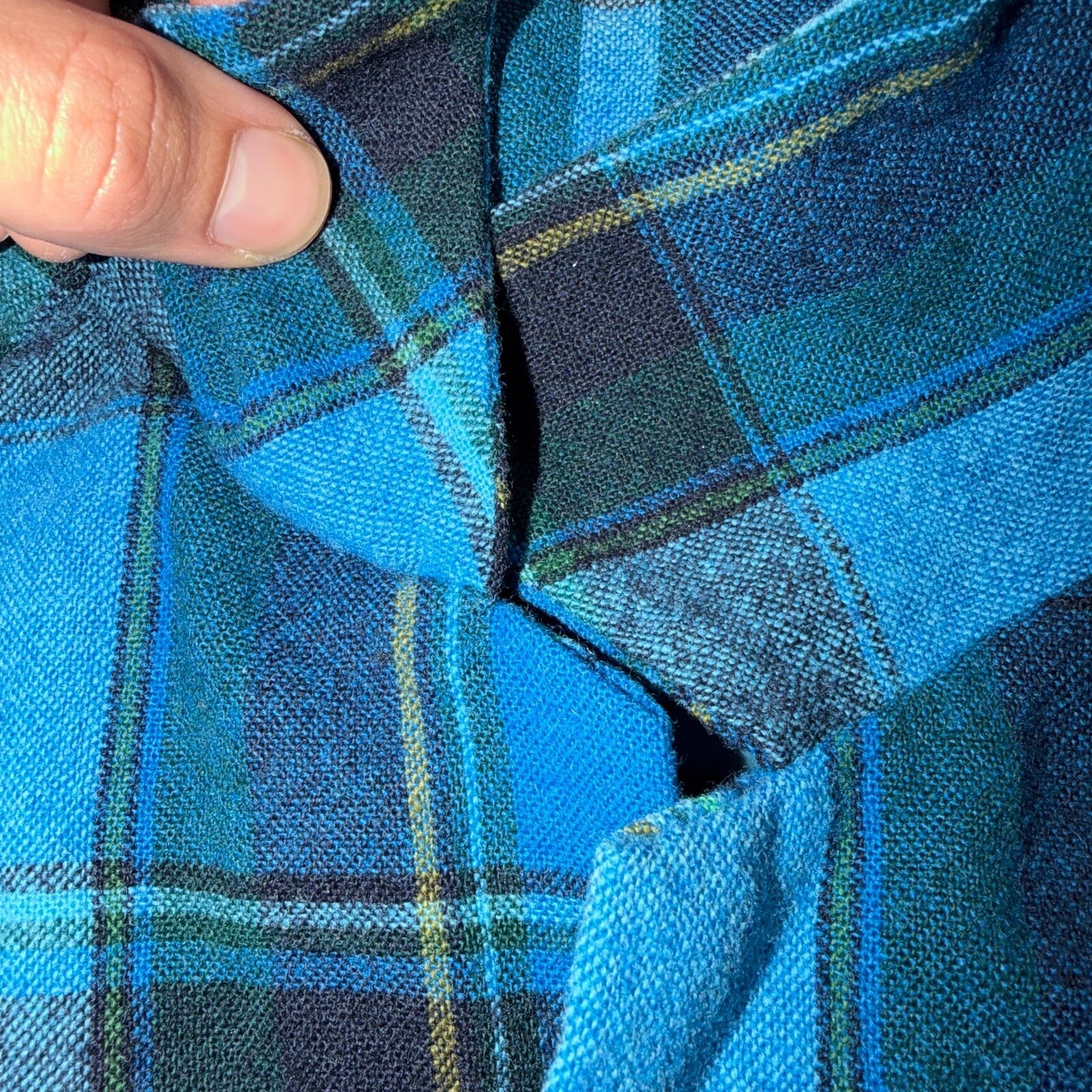 VTG 70s Pendleton Blue Plaid Pure Virgin Wool Board Shirt USA Camp Rockabilly